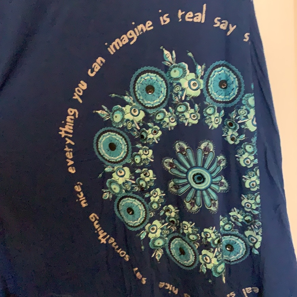 Desigual Blue Mini Dress with Teal Floral Print - Picture 3 of 4